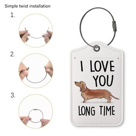 ZFQ Dog Luggage Tags for Suitcases,Funny Dachshund 2 Pack Travel Suitcase Tags,Traveling Accessories,Baggage Tag Label with Steel Loop,Dog Lovers Couples Gifts,I Love You Long Time