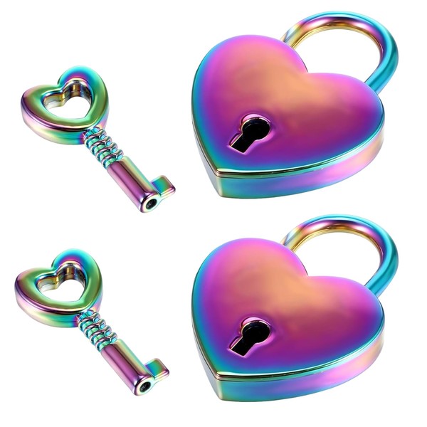 Love Lock, Lock with Key, 2 Sets Colourful Personalised Heart