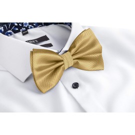 BomGuard Mens Adjustable Bow Tie Pre-Tied with Hook Closure, Suit Tuxedo etc with Hook Closure, gold