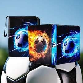 Cerkkapo Football Scrapbook, PU Portable Football Cards Scrapbook, 50 Pages 400 Cards Capacity Football Scrapbook, Trading Cards Album Folder Book Compatible Football Cards Gift for Children