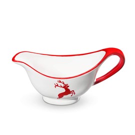 GMUNDNER KERAMIK Gravy Boat Capacity 0.2 Litres Ruby Red Deer Crockery Handmade in Austria