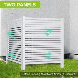 Air Conditioner Fence Trash Can Fence 48" W X 48" H Pool Equipment Enclosure Vinyl Privacy Fence Outdoor No Dig Privacy Fence 2 Panels with Metal Stake, White