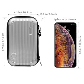 Nakustab Mini Hard Shell Cosmetic Case, Makeup Handbag, Tiny Crossbody Bag, One Shoulder Diagonal Bag, Adjustable Strap Zipper Purse with Wristband (Silvery White)