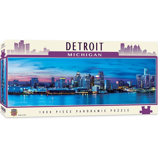MasterPieces Cityscapes Panoramic Jigsaw Puzzle, Downtown Detroit, Michigan, Photographs by James Blakeway, 1000 Pieces