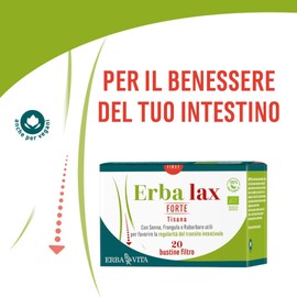 ERBA VITA Erbalax Forte Tisana, tisana a base di erbe selezionate per favorire la fisiologica funzione intestinale - 20 Bustine