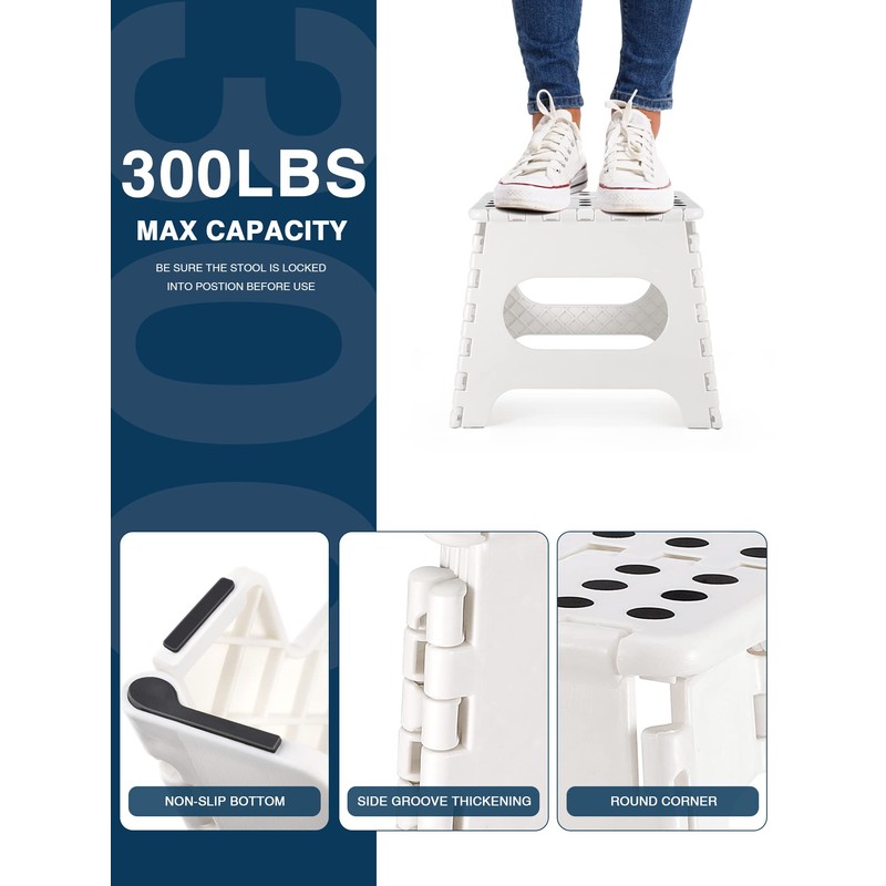 Dyforce Non-Slip Folding Step Stool - 11 inch Height Premium