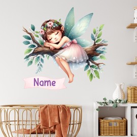 GRAZDesign Süßes Wandtattoo Fee mit Name personalisiert Kinderzimmer Mädchen, Feen Welt Wandaufkleber - 31x30cm