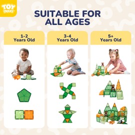 TOY Life Magnetic Tiles for Toddlers 3-5 56 Pcs Magnetic Blocks for Kids Ages 4-8 STEM Magnet Blocks Magnet Tiles Magnet Toys Kids Magnetic Building Tiles Christmas Birthday Gift for Boys and Girls