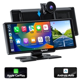 860 Portable CarPlay Screen with 4K Dash Cam Front and Rear- 9.3" Wireless Apple CarPlay ＆Android Auto Car Stereo, Bluetooth, GPS Navigation Head Unit,Car Stereo Receivers,1080p Backup Camera