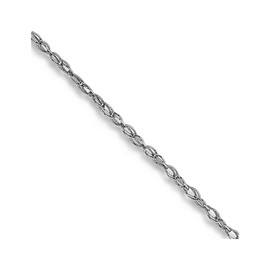 JewelryWeb 14K White Gold Solid Polished Carded Cable Rope Chain Necklace 20 Inch 0.5mm Spring-Ring Chain-Necklace for Women and Men