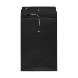 C4 Envelope 324 x 229 mm + 25 mm Fold, Black, Twine Closure, Kraft Paper, Postal Envelope - Pack of 10