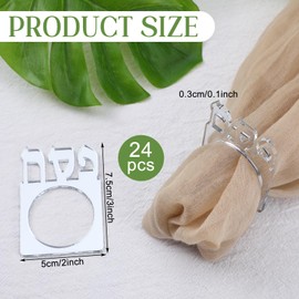 Gandeer 24 Pcs Acrylic Napkin Rings for The Pesach Seder, Mirrored Napkin Holders Acrylic Serviette Holder for Jewish Passover Table Decoration(Silver)