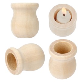 GORGECRAFT 1.5 Inch 10pcs Unfinished Wood Candle Cups Blank Candle Holders Wooden Candlesticks 4/5 Inch Hole Classics Flower Container for Hand Painting Crafts Home Wedding Decorations