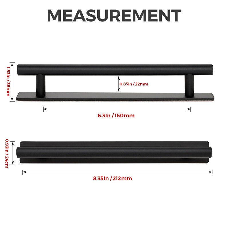 Ravinte 8 Pack Adhesive Cabinet Handles, Stick on Black Cabinet