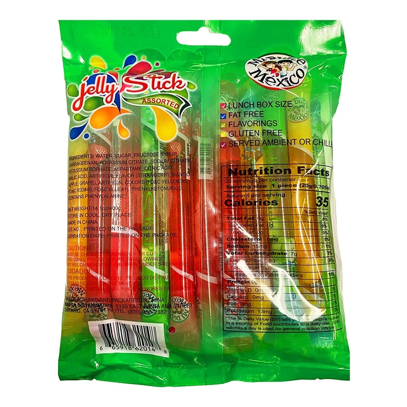 MDM JELLY STICK GEL CANDY 20 PC BAG 14.1OZ