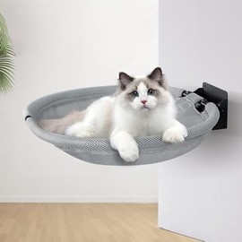 Wall Mounted Cat Hammock, Foldable Cat Bed with Breathable Fabric, Large, Holds Up to 30 lbs for Sleeping, Playing, Climbing and Lounging