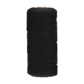 PATIKIL Cuerda de Macramé de Algodón Suave de 3 mm x 109 Yardas Hilo de Macramé de Colores para Colgador de Pared Atrapasueños Manualidades de Tejido DIY Negro