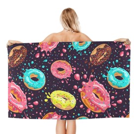 VOOHDDY - Toalla de playa multicolor de Donut Dood suave y absorbente de microfibra de secado rápido, toallas de baño grandes para el baño, mujeres, hombres, niñas, piscina, camping, viajes, natación,