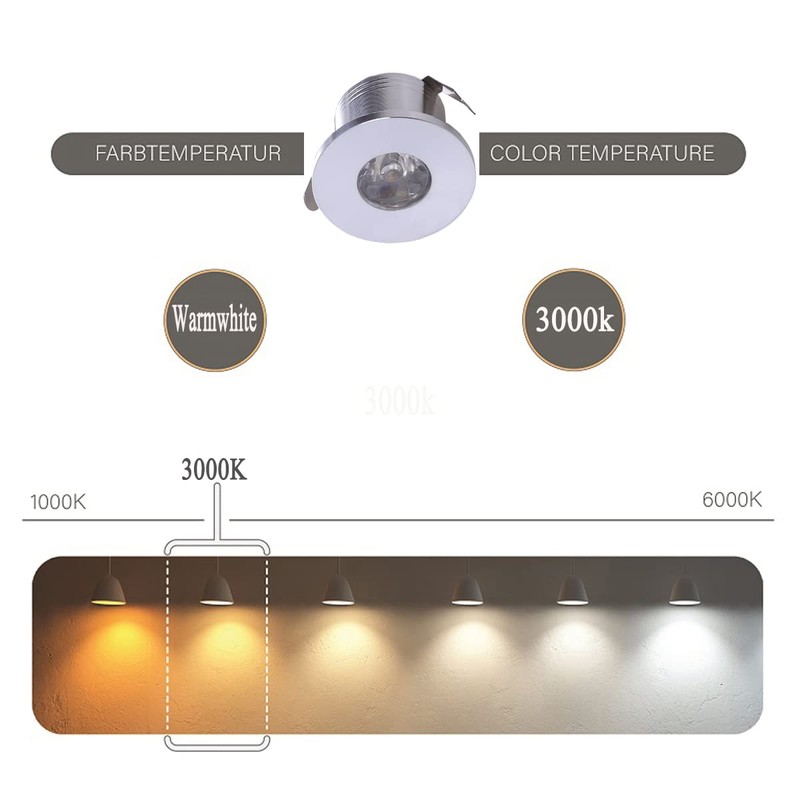YODAVE Pack of 6 1 W Mini Recessed Spotlights Warm