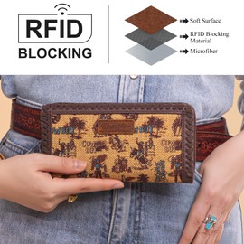 Montana West X Warngler Western Cowboy Wallets for Women Large Capacity Bifold Wallet, Card Cases & Money Organizers Ladies Female Clutch Phone Wallets Yellow with ID Window