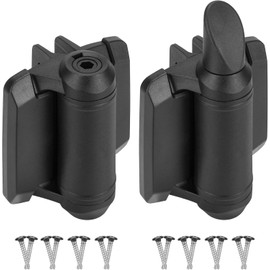Self Closing Gate Hinges Heavy Duty 2-Pack - Adjustable Spring Tension with Safety Cap & Alignment Legs, Weather-Resistant for Wood/Vinyl/Metal Gates, Black