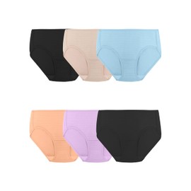Fruit of the Loom Women's Breathable Underwear (Regular & Plus Size), Brief - Cooling Stripes - 6 Pack Assorted Colors, 8