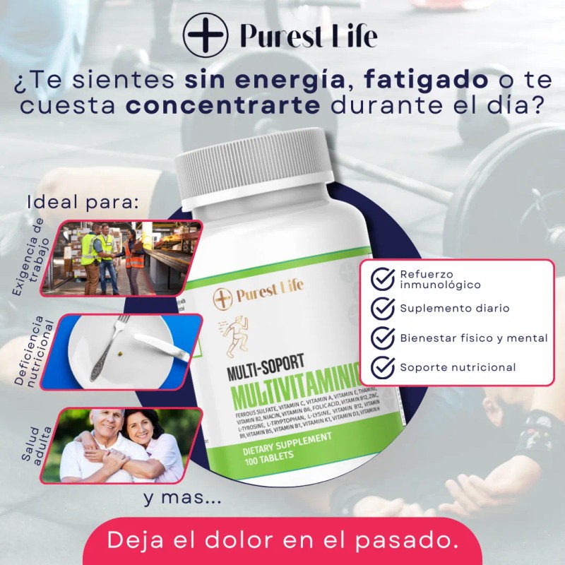 Multivitamínico Multi-sport Purest Life | Vitaminas 100 Tabs