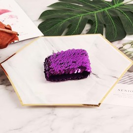 Pack of 10 Sequin Glitter Bracelets Sequins Bracelets Toy Bracelets Birthday Party Gift for Boys Girls Children Slap Bracelet Sequins Glitter Slap Bracelets for Children Purple