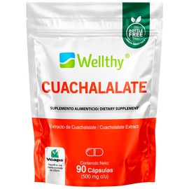 Wellthy Cuachalalate Extracto en CPSULAS. Extracto de Cuachalalate 500mg cu, 90 Cpsulas, Solo 1 Cpsula al da, Bottle Free, VCaps Cpsulas Veganas.     