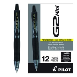 Pilot G2 Mini Premium Retractable Gel Ink Rolling Ball Pens Fine Point Black Ink Box of 12 (10370)