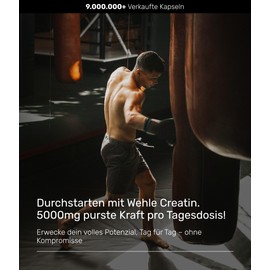 Wehle Sports High-Dose Creatine Capsules, Workout Booster, 5000 mg Creatine Monohydrate per Daily Dose, 600 Vegan Creatine Capsules, 100% Pure with Mesh Factor 200 - Halal & Vegan (600 Capsules)