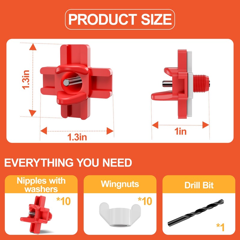 ZenxyHoC Horizontal Chicken Waterer Nipples, Automatic Poultry Watering System with