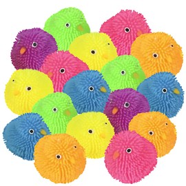 ArtCreativity Mini Puffer Chicks, Set of 24, Chick Surprise Toys for Filling Easter Eggs, Easter Party Favors, Egg Hunt Supplies, Stress Relief Toys for Kids, Assorted Neon Colors