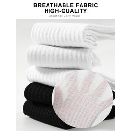 JOLLMONO 3-6 Pairs Womens White Crew Socks Size 9-11(J2051-6W)