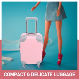ibasenice Miniature Dolls Suitcase 18 Inch Dollhouse Accessories Travel Suitcase with Rotating Wheels and Adjustable Handle Pink 17 x 9.8 x 4.8 cm ABS Plastic Storage Toy
