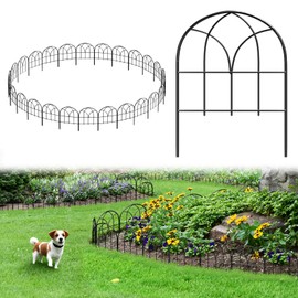 Small Garden Fence Animal Barrier, 12.55"*16.53" Decorative Fence Panel, No Dig Fences Barrier, Arch 26 Pcs Black Metal Fencing, Garden Border Edging Fences, Dog Fencing Blocker for Yard, Flower Bed