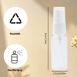 Paidiem 20ml Spray Bottles 8-Pack - Clear Refillable Fine Mist Plastic Atomizers for Travel, Skincare and Cleaning Solutions, Small Empty Bottle Set with Nozzles