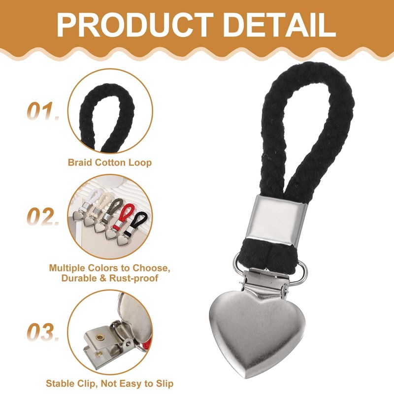 sourcing map 6 Pcs Tea Towel Clips with Cotton Loop