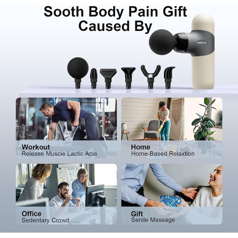 Morelax Mini Massage Gun Portable Deep Tissue Muscle Percussion Massager,