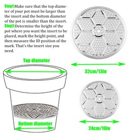 SSEHCWAN 4 Packs Planter Insert for Large Pots, 10''/13" Round Planter Insert with Drainage Holes Stainless Steel Flower Pots Inserts for Indoor & Outdoor Use