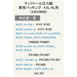 Tefal X3010009 Pressure Cooker Packing for Crypso 4.5/6L Black