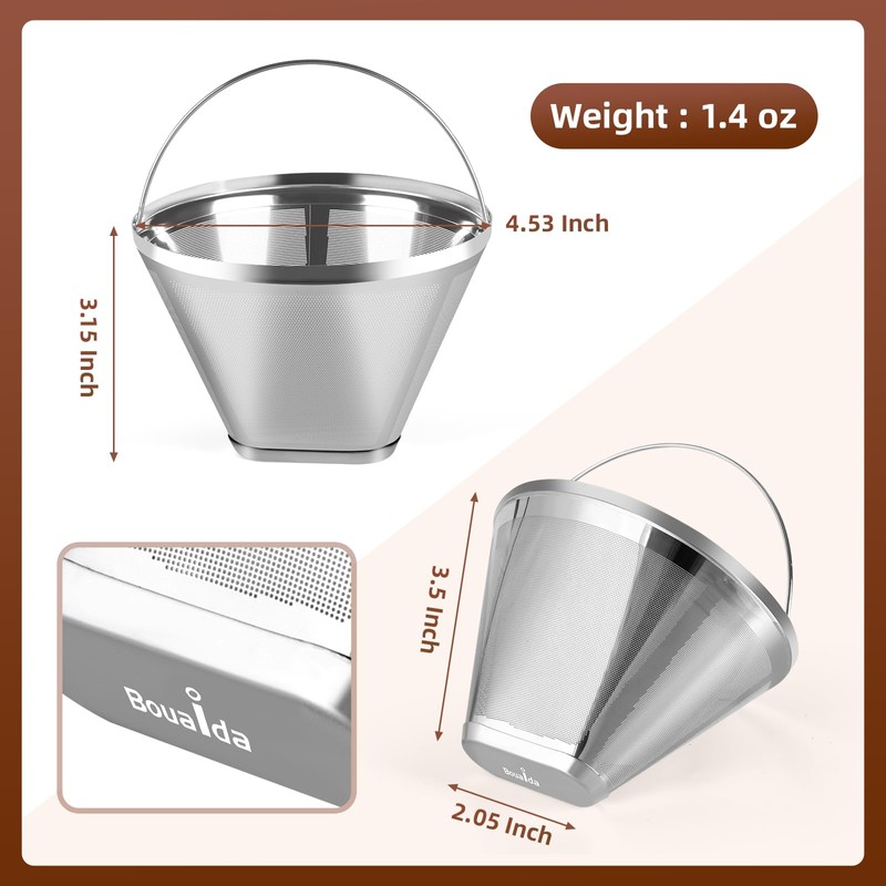 Bouaid Stainless Steel Coffee Filter, Suitable for Ninja Coffee Filter