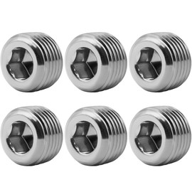 JoyTube 1/8" NPT Pipe Plug Male Thread Stainless Steel Fitting Countersunk Internal Hex Head(Pack of 6)
