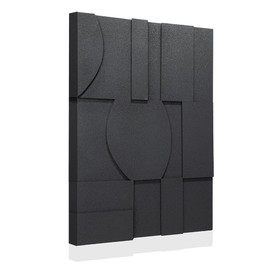 OIUYTOH Large Huge Black Thick Texture Living Room Wall Painting 3D Abstract Geometric Illustration Wall Art Minimalist Decorative Painting for Living Room Bedroom Office - 24 x 36 Inch (black)