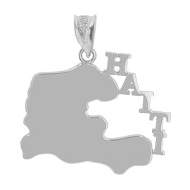 Claddagh Gold 925 Sterling Silver Haiti Map Caribbean Country Charm Pendant