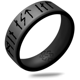 Knot Theory Rune Silicone Ring - My Love Forever in Runic Characters - Dark Silver Size 13 6mm Dual Layer Breathable Comfort Fit - Valentine's Engagement Wedding Band
