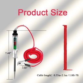 Automotive Circuit Tester, DC 3-24V Test Light with Portable PU Extended Spring Wire, Heavy Duty Auto Circuit Tester, Vehicle Circuits Low Voltage Light Tester for Various Vehicles