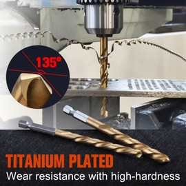 LEONTOOL 11Pcs Easy Out Screw Extractor Set, Titanium Coating Left Hand Drill Bit and Bolt Extractor Kit with 1/4" Adaptor, Reverse Drill Bit Extractor Set for Rusted Rounded Damaged Nuts Screws