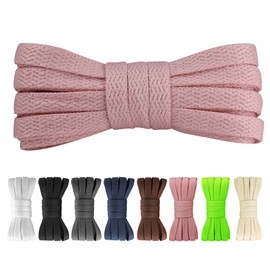 Yusimu Flat Shoelaces - 8 mm Wide High Quality Replacement Shoe Laces for Women, Men and Children, Suitable for Trainers, Sports Shoes and Casual Shoes, lightpink