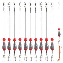 Carolina Ready Rigs for Bass Fishing, Steel Fishing Leaders with Bullet Sinker Swivels Pre-Rigged Carolina Rigs for Catfishing Walleye Grouper Saltwater Freshwater 3/8oz 1/2oz 3/4oz(3/8oz-10pcs)